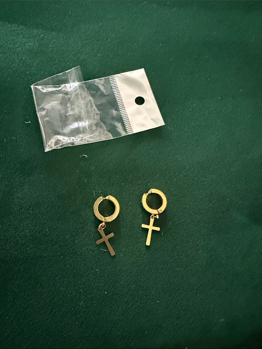 Gold Cross Hoop Earrings - Classic Women's Jewelry - Cuff Earring - NEW
